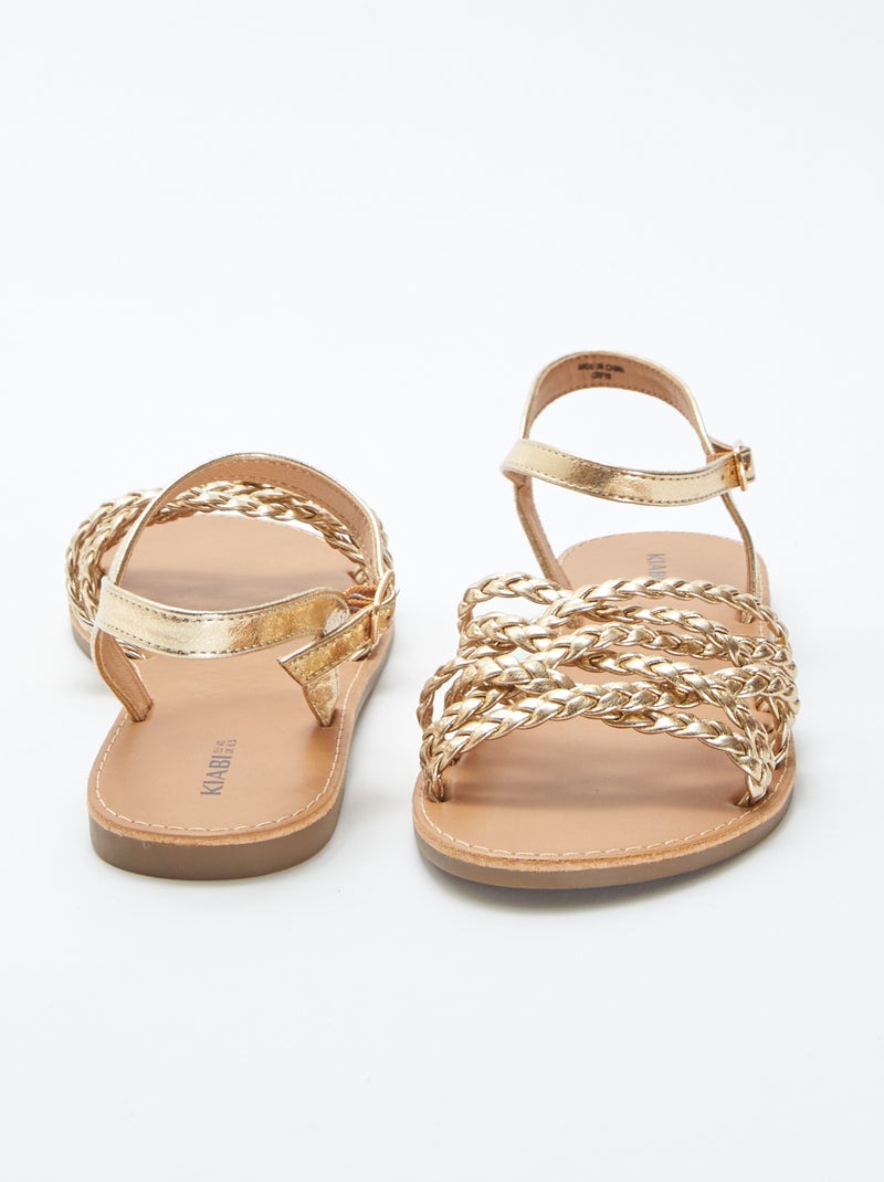 Sandales à brides tressées et croisées Doré - Kiabi