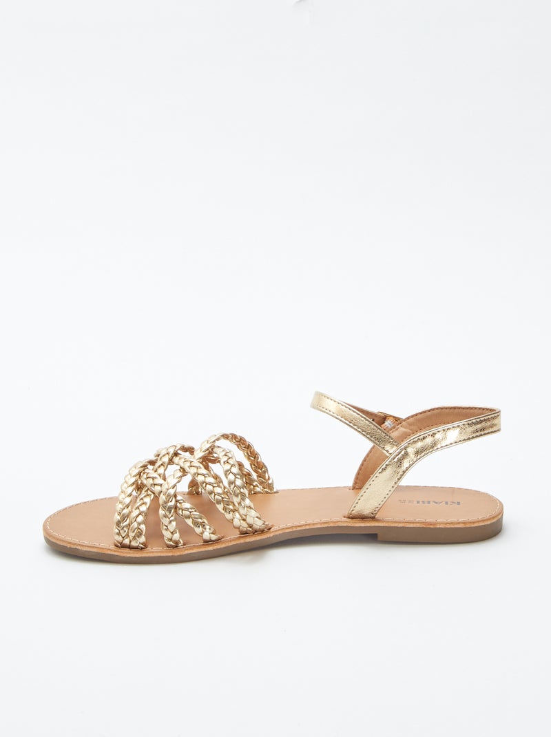 Sandales à brides tressées et croisées Doré - Kiabi