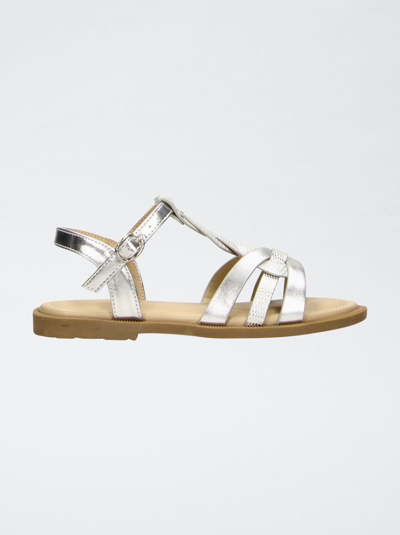 Sandales à brides tressées Gris - Kiabi