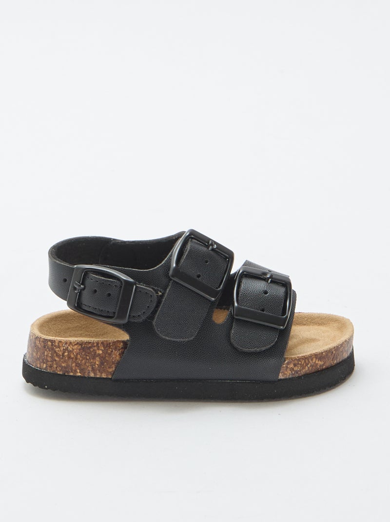 Sandales à double bride avec boucles Noir - Kiabi