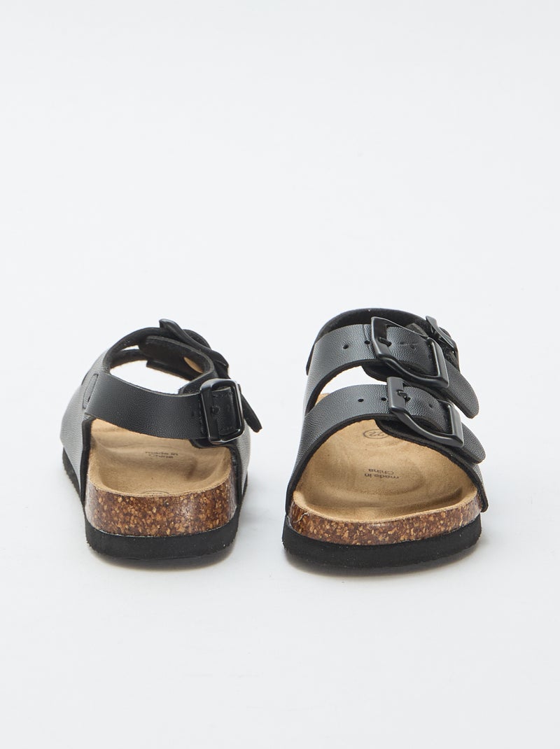 Sandales à double bride avec boucles Noir - Kiabi