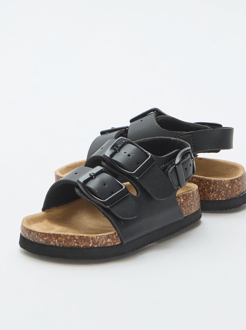 Sandales à double bride avec boucles Noir - Kiabi