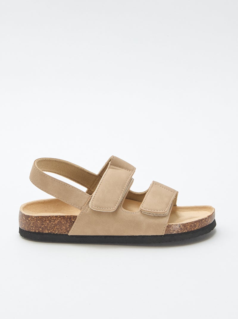 Sandales à double lanière à scratch Beige - Kiabi
