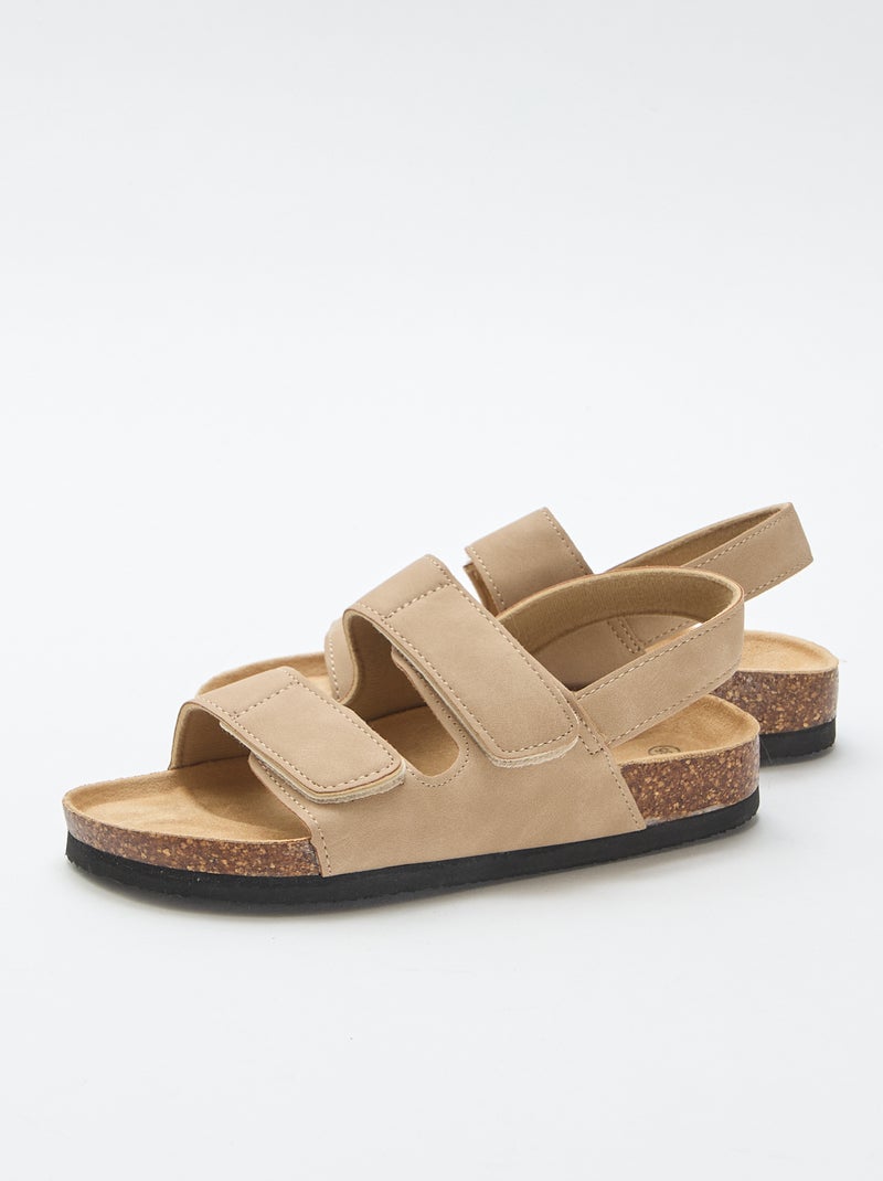 Sandales à double lanière à scratch Beige - Kiabi