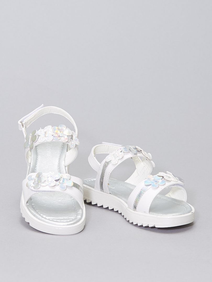 Sandales à fleurs brillantes blanc - Kiabi