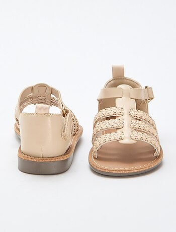 Sandales à lanières 'paille'