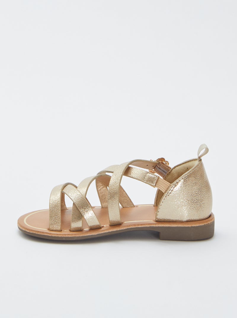 Sandales à multiples brides croisées Doré - Kiabi