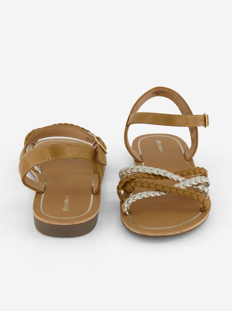 Sandales à multiples brides tressées Marron - Kiabi