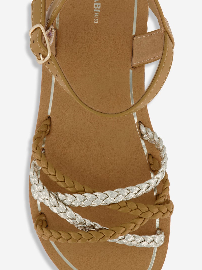 Sandales à multiples brides tressées Marron - Kiabi