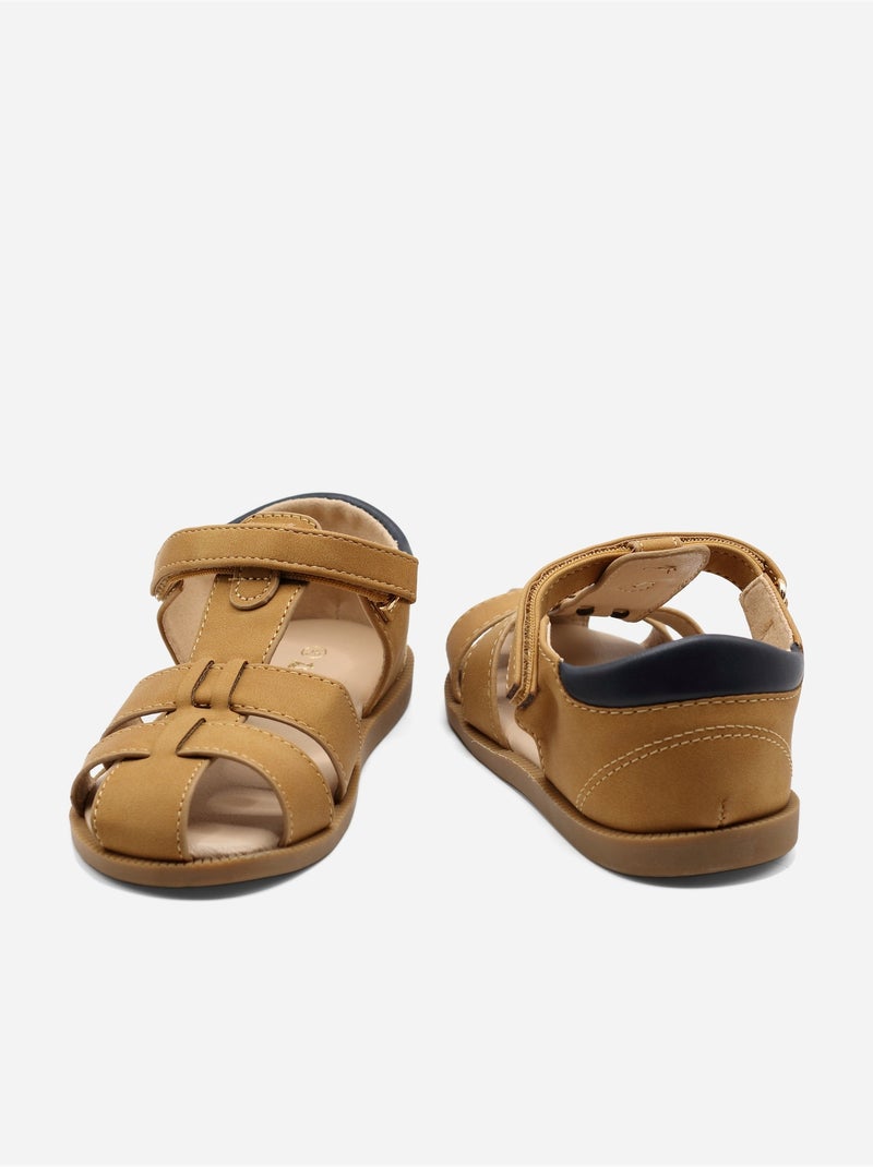 Sandales à scratch Camel - Kiabi
