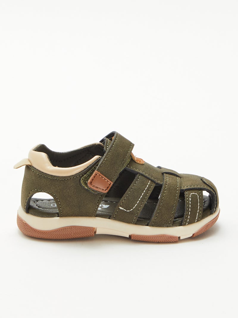 Sandales à scratch Kaki - Kiabi