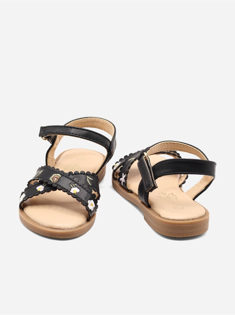 Sandales à scratch Noir - Kiabi
