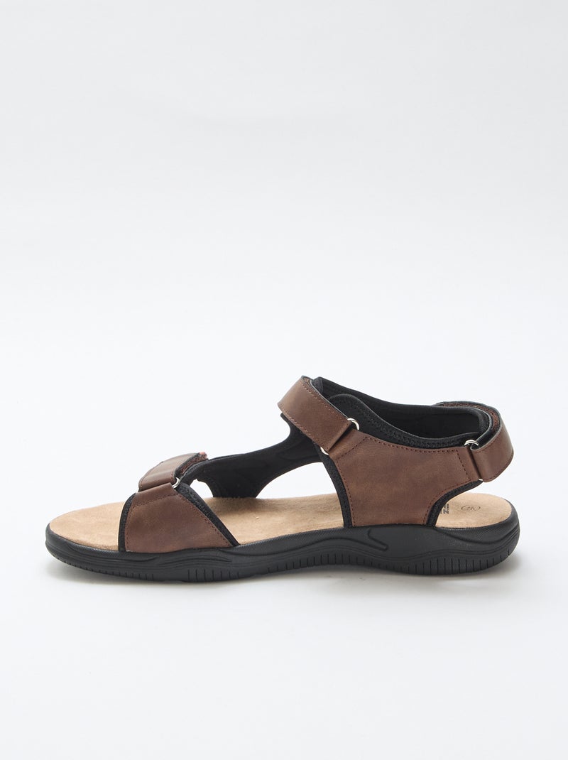 Sandales à scratch tricolore Marron - Kiabi