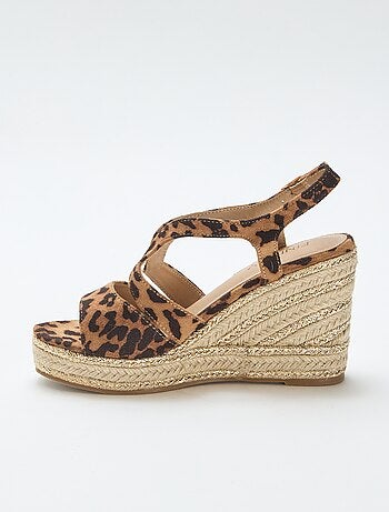 Sandales à semelle compensée avec talon en corde