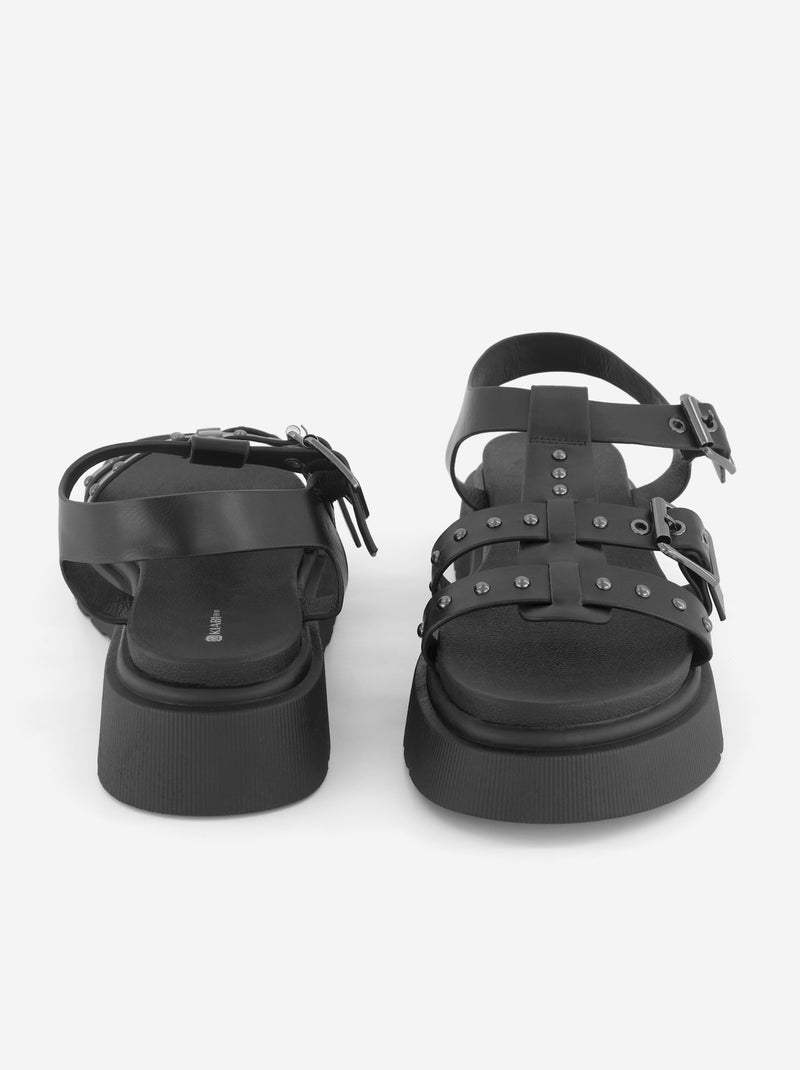 Sandales à semelle plateforme Noir - Kiabi