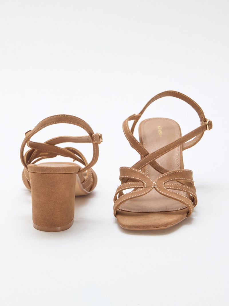 Sandales à talon et brides croisées Marron - Kiabi