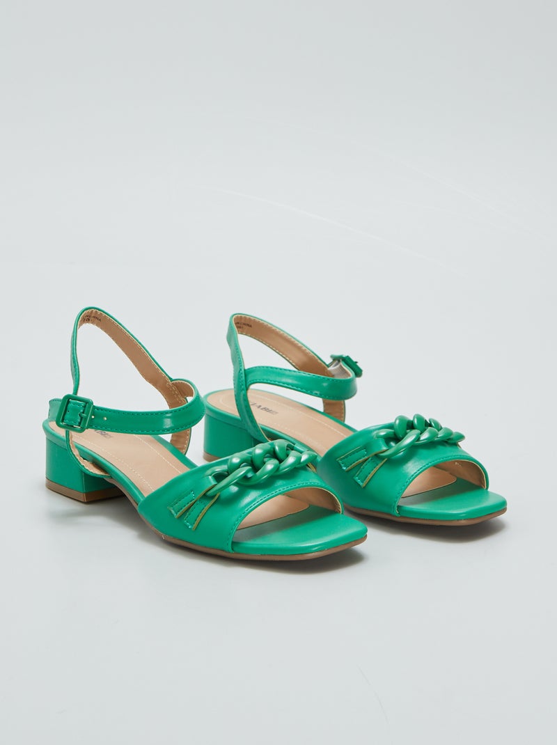 Sandales à talon Vert - Kiabi