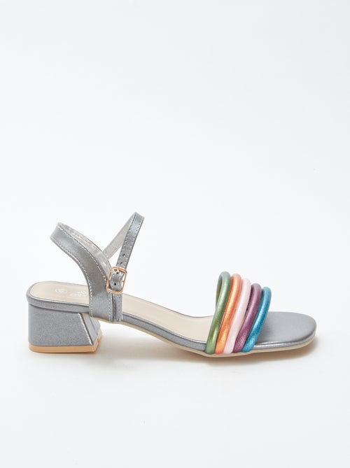 Sandales à talons avec brides multicolores - Kiabi