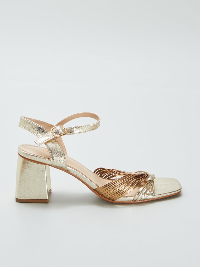 Sandales à talons en simili Doré - Kiabi