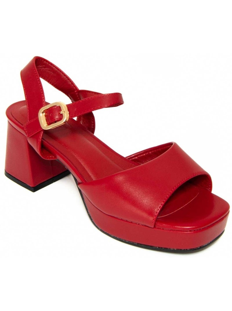 Sandales à Talons Matériel Synthétique Montevita Rouge - Kiabi