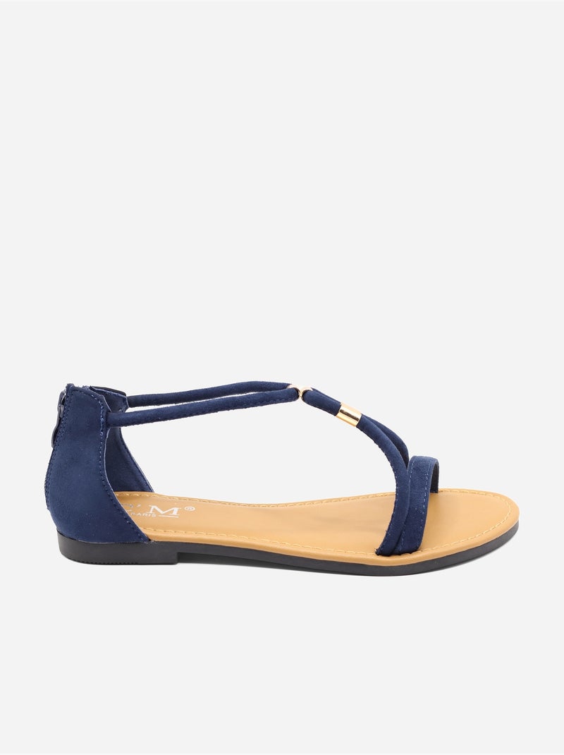 Sandales à zip Bleu - Kiabi