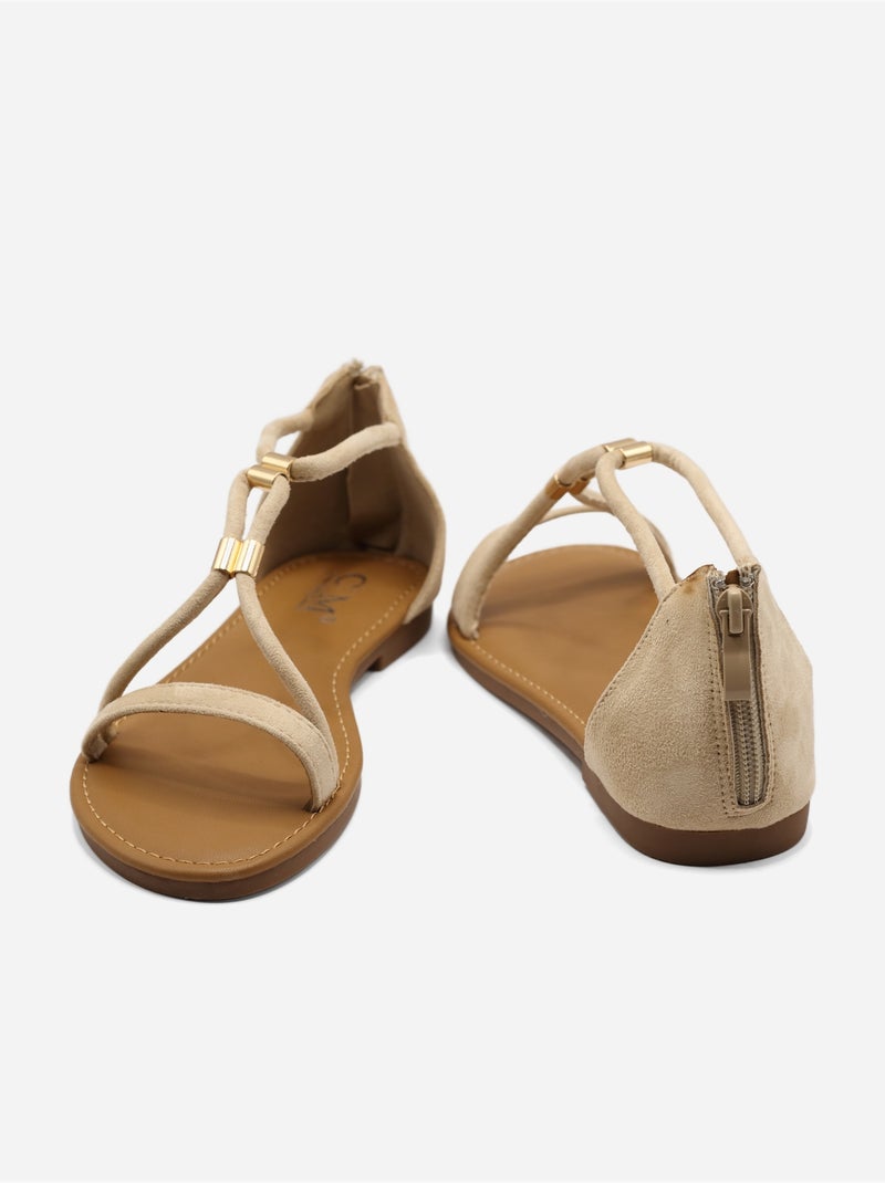 Sandales à zip Crème - Kiabi