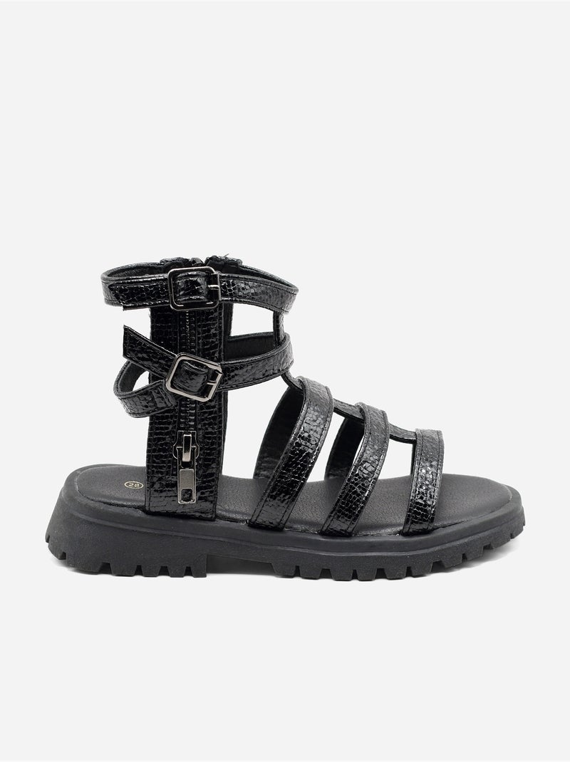 Sandales à zip Noir - Kiabi