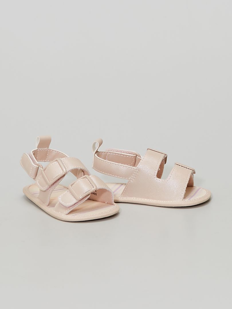 Sandales avec boucles en métal rose - Kiabi