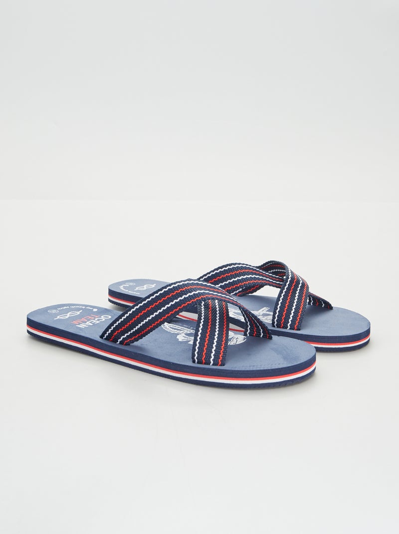 Sandales avec brides croisées Bleu - Kiabi
