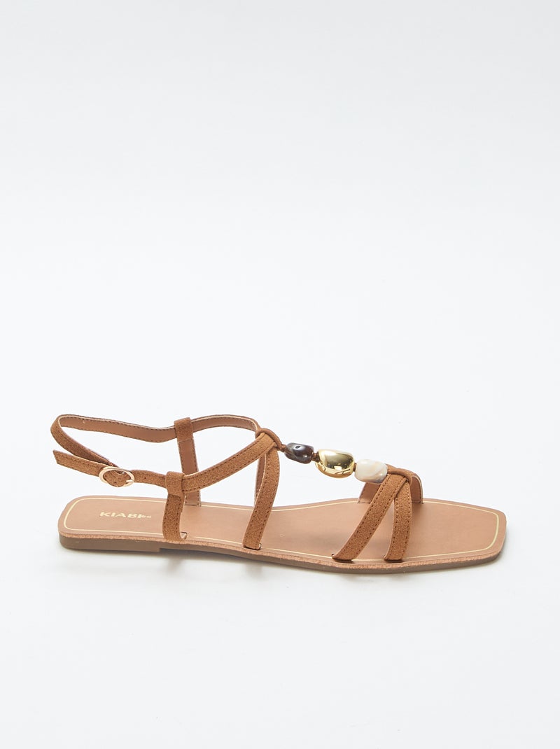 Sandales avec détails bijoux Marron - Kiabi