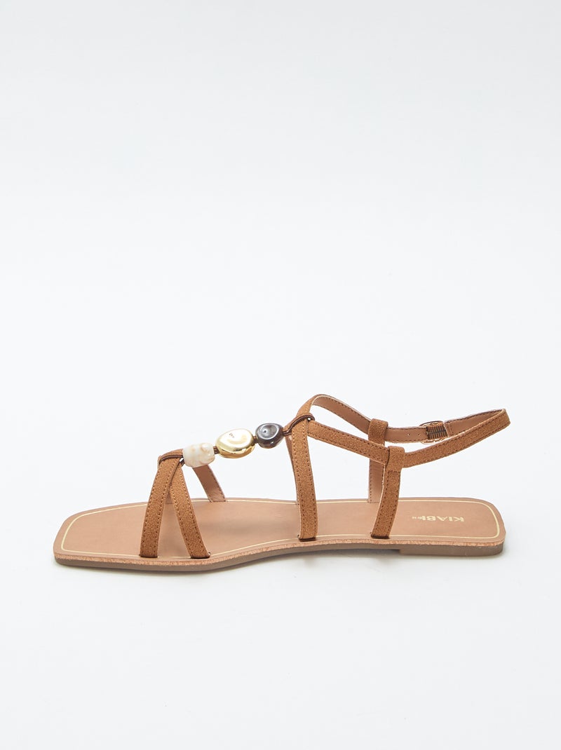 Sandales avec détails bijoux Marron - Kiabi