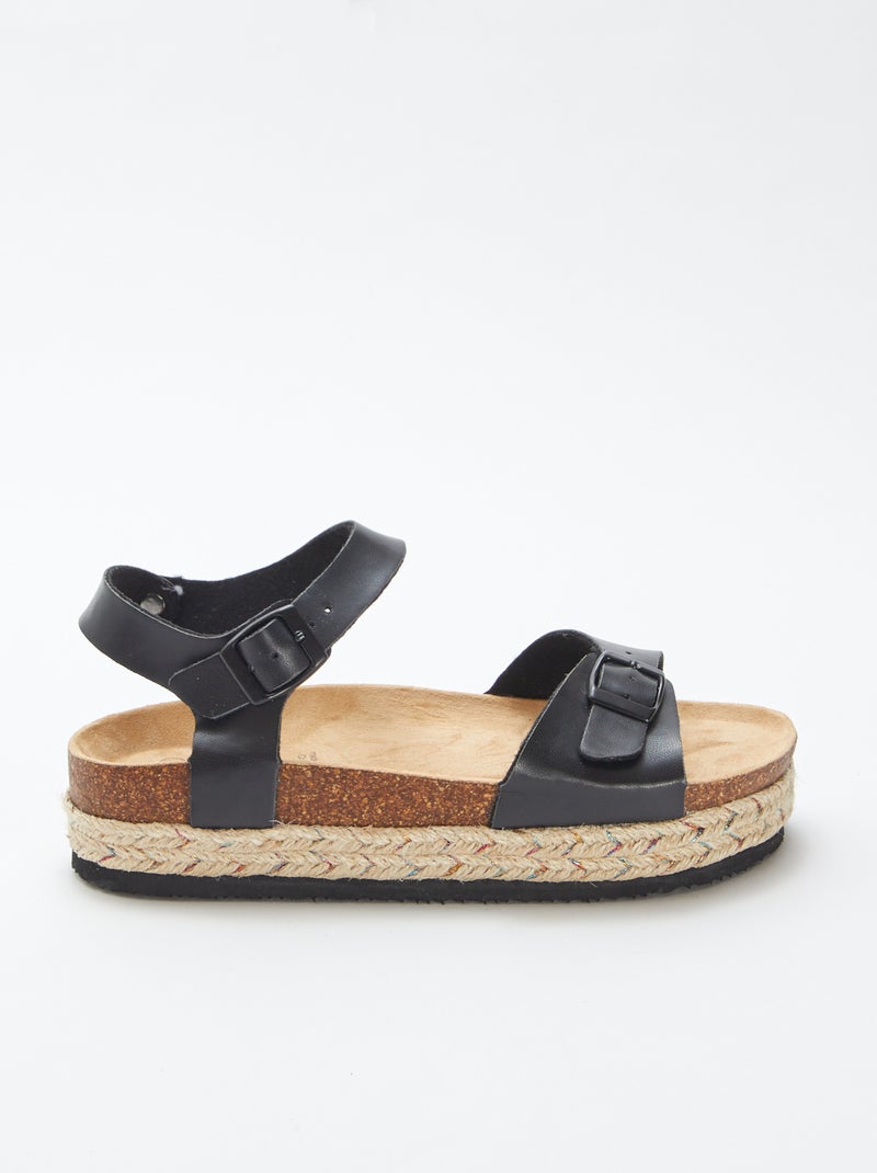 Sandales avec semelle épaisse noir - Kiabi