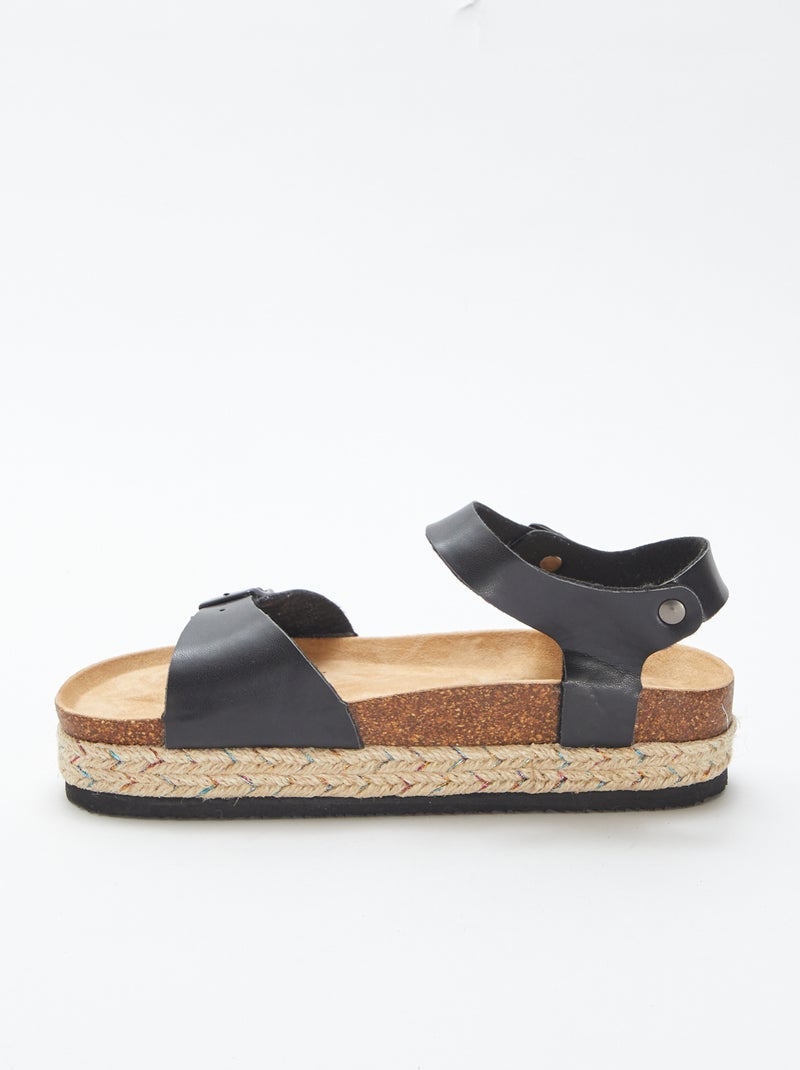 Sandales avec semelle épaisse noir - Kiabi