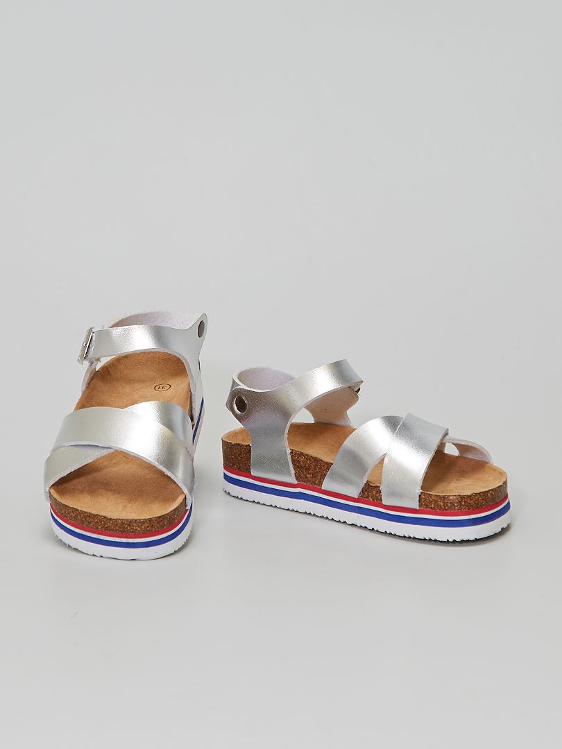 Sandales avec semelles tricolores argenté - Kiabi