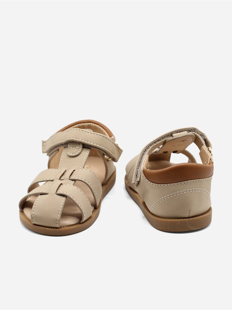 Sandales Bébé à scratch Taupe - Kiabi