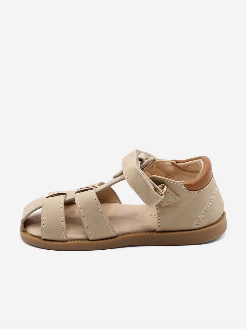 Sandales Bébé à scratch Taupe - Kiabi