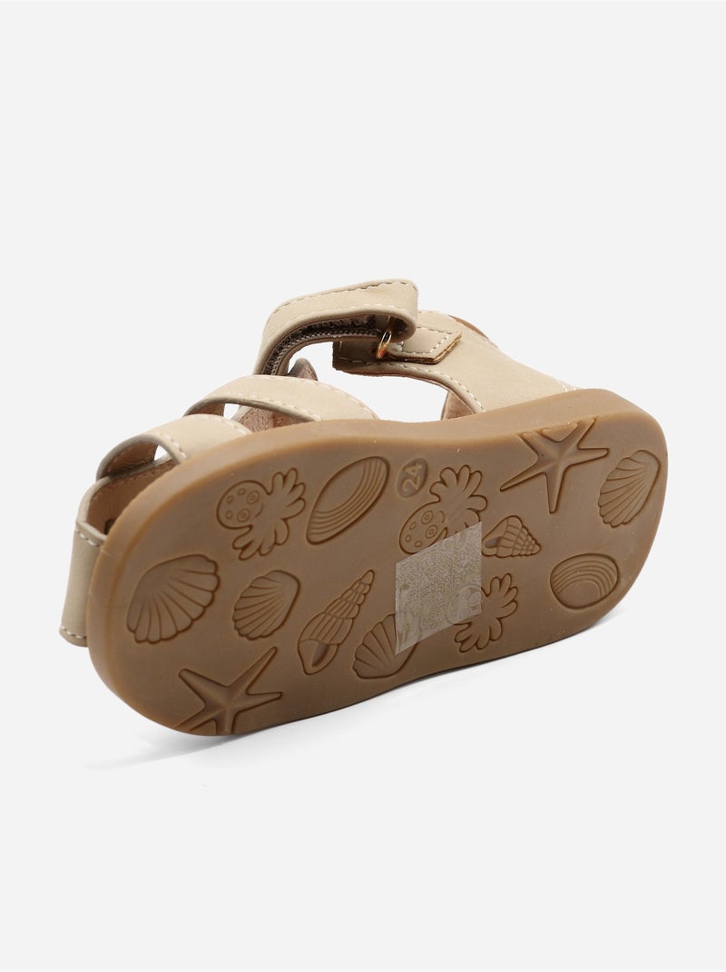 Sandales Bébé à scratch Taupe - Kiabi