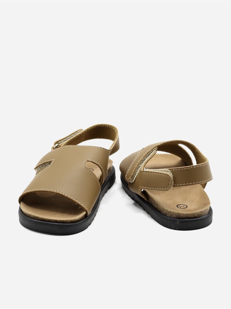 Sandales Bébé à scratch Taupe - Kiabi