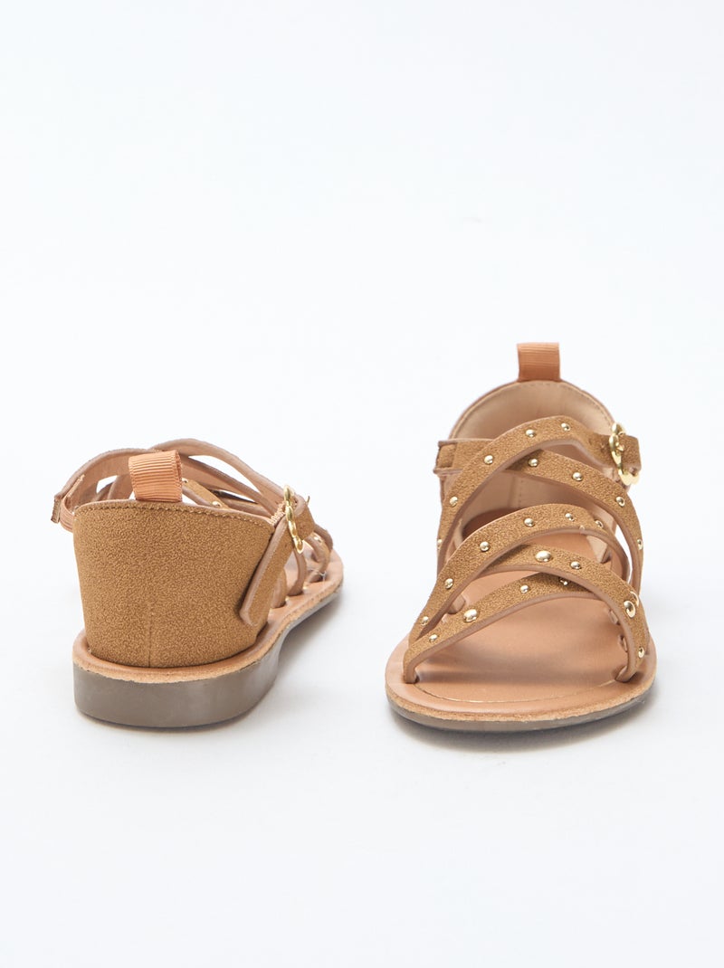 Sandales brides avec clous Beige - Kiabi