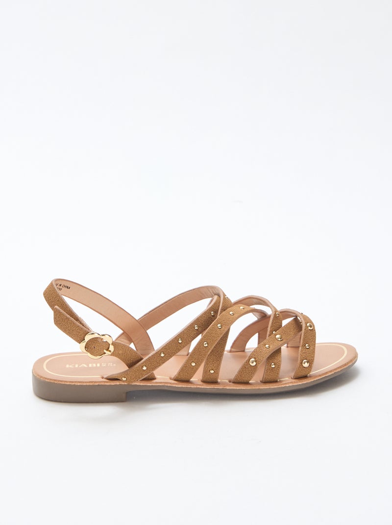 Sandales brides avec clous Beige - Kiabi