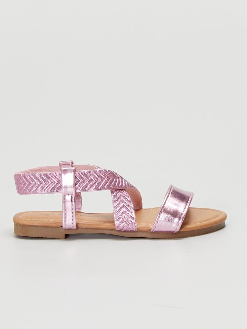 Sandales brides croisées et satinées Rose - Kiabi