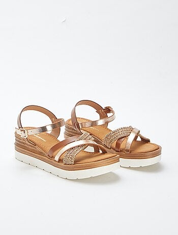 Sandales compensées avec brides à strass