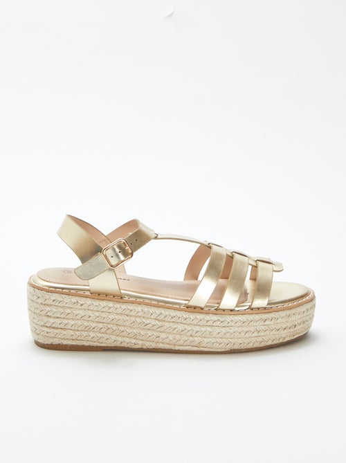 Sandales compensées avec semelle en cordes - Kiabi