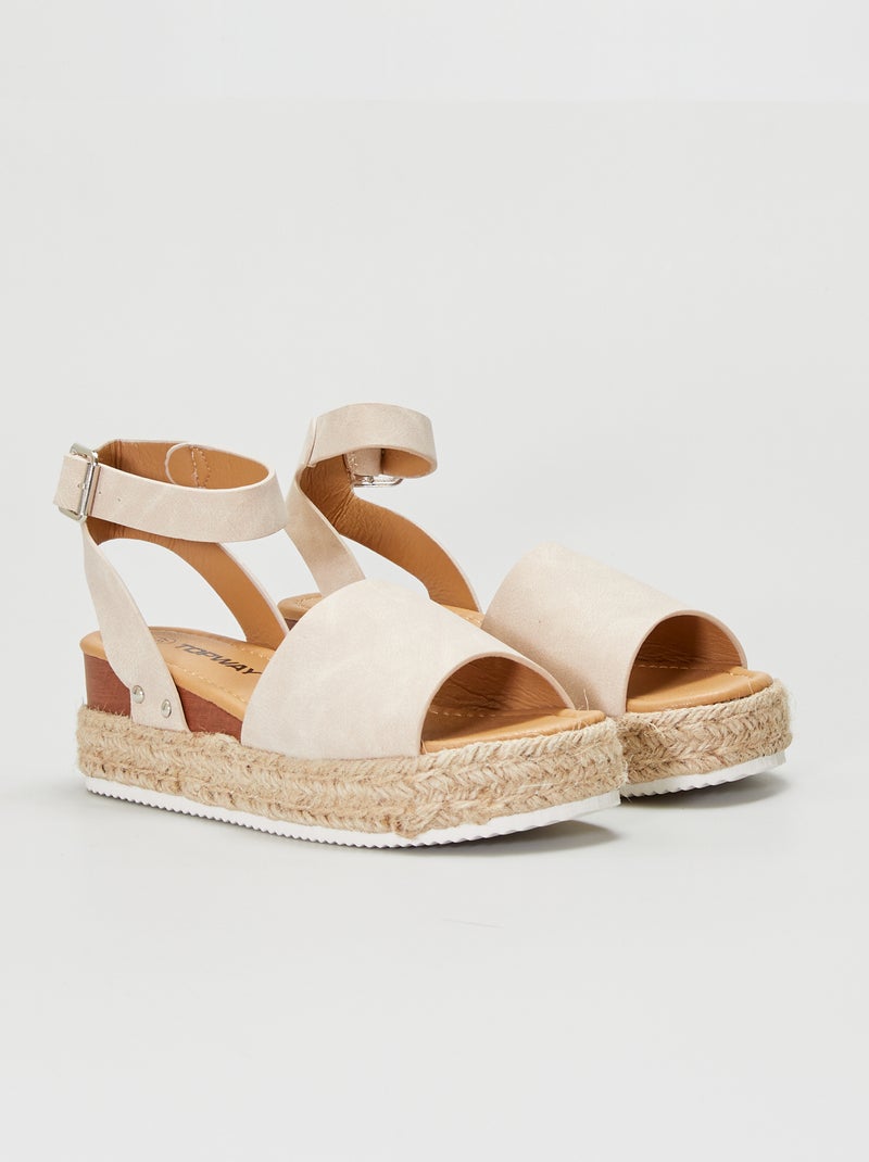 Sandales compensées Beige - Kiabi