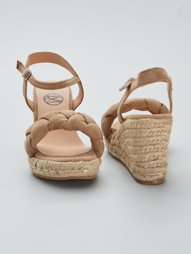 Sandales compensées en corde Beige - Kiabi