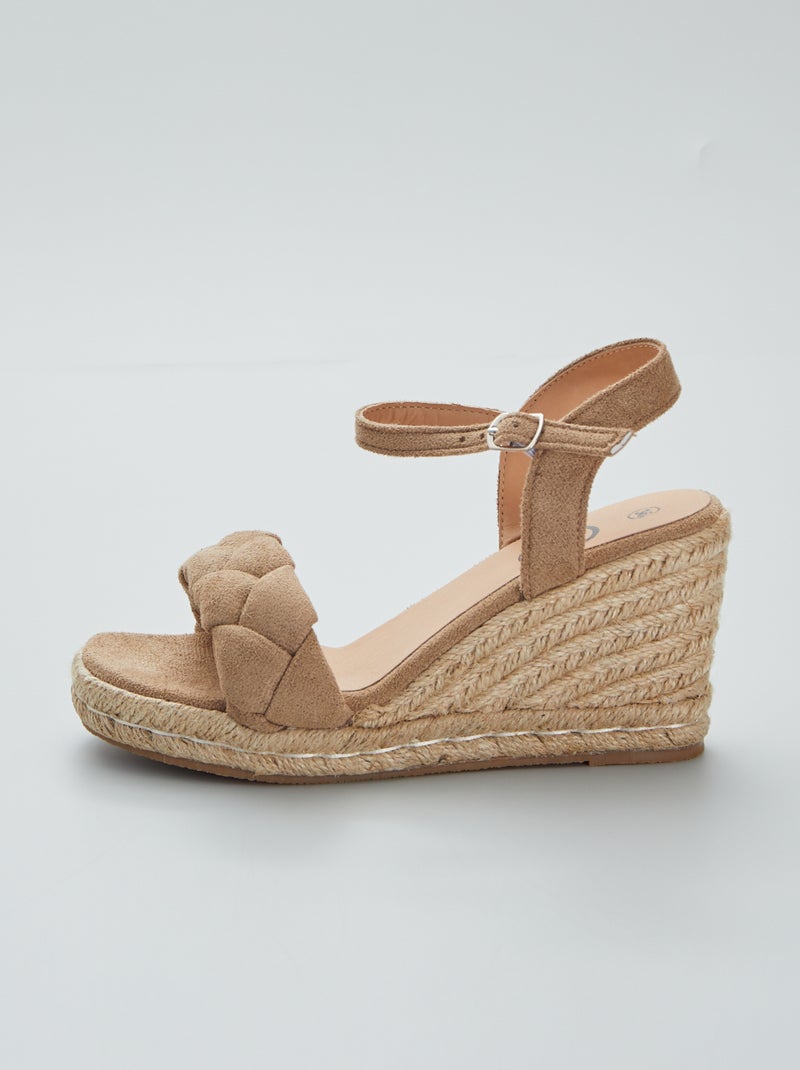 Sandales compensées en corde Beige - Kiabi