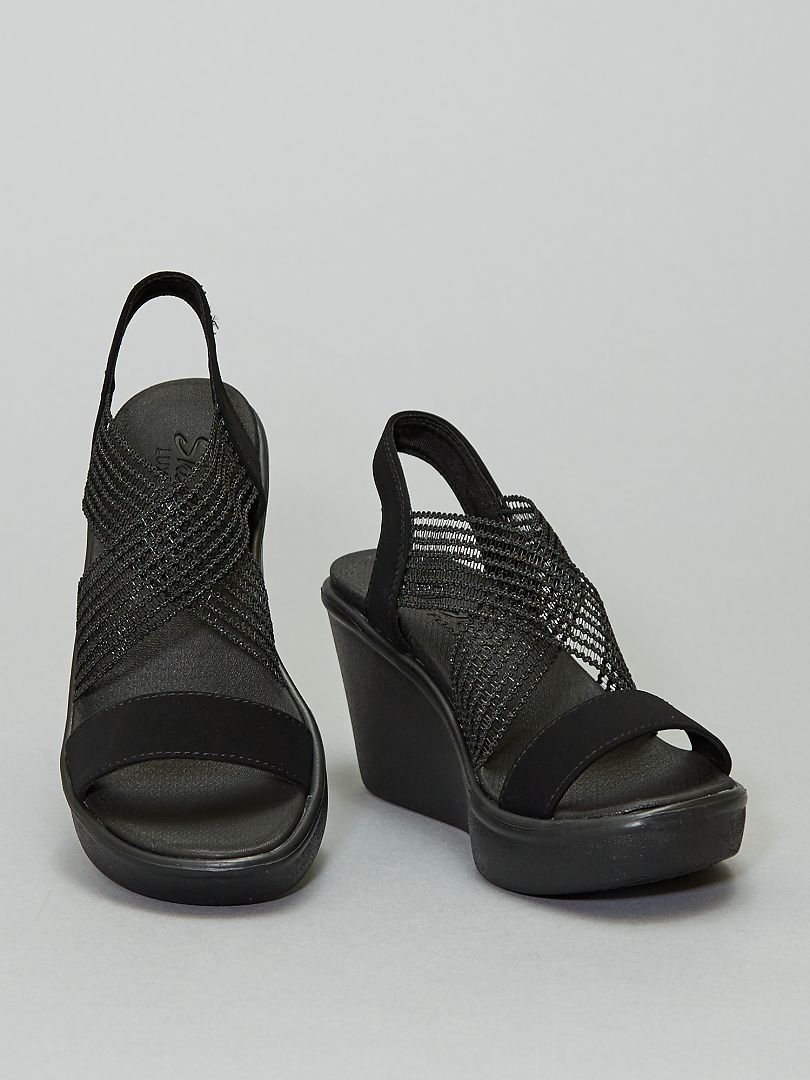 Sandales compensées 'Skechers' noir - Kiabi