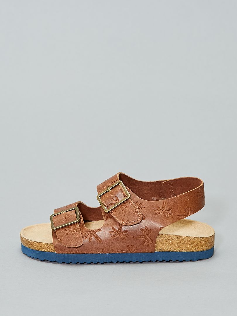 Sandales confort motif palmier marron - Kiabi