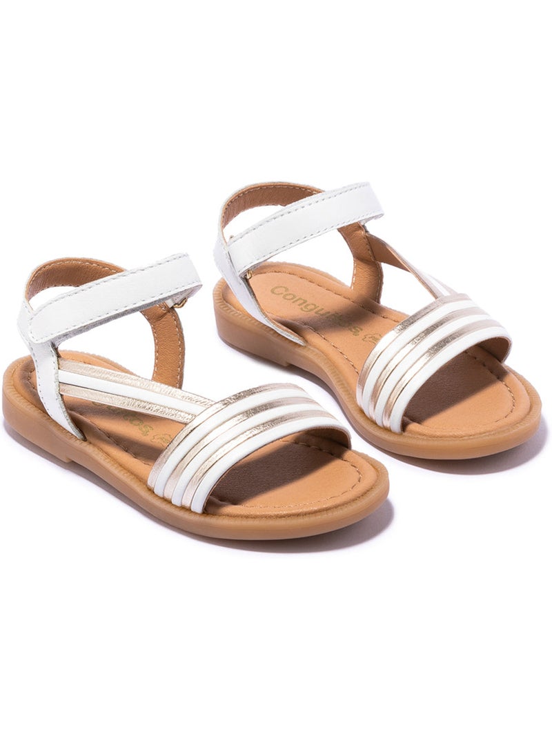Sandales conguitos adherente rayas Blanc - Kiabi