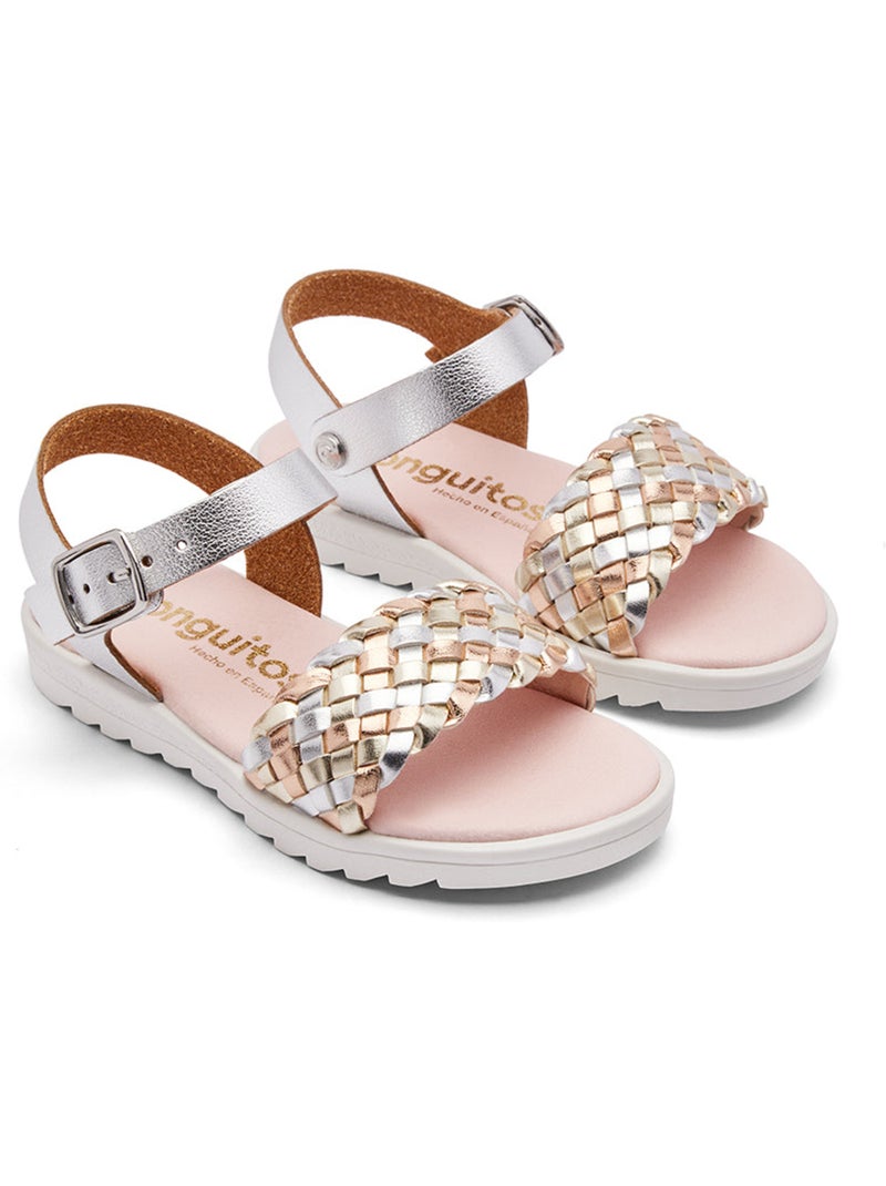 Sandales conguitos trenzado hebilla Argent - Kiabi